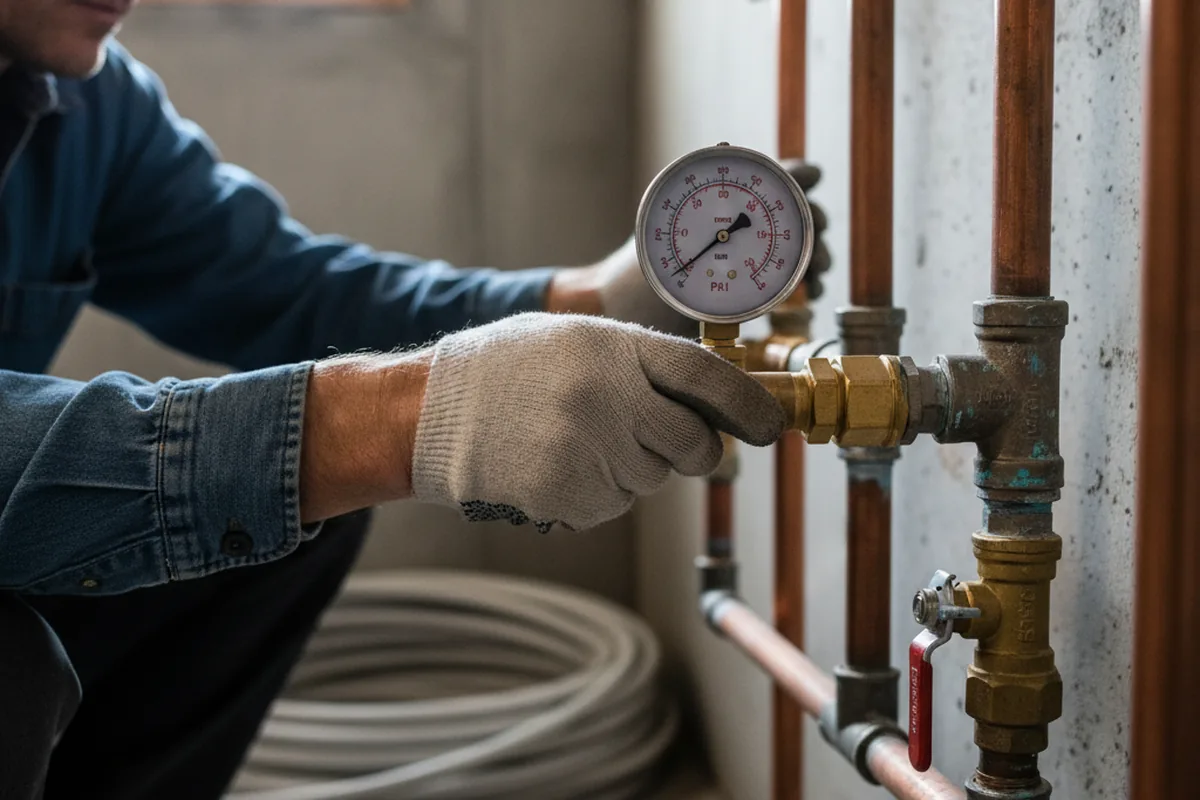 Pressure testing a repaired line during Water Line Repair in De Graff